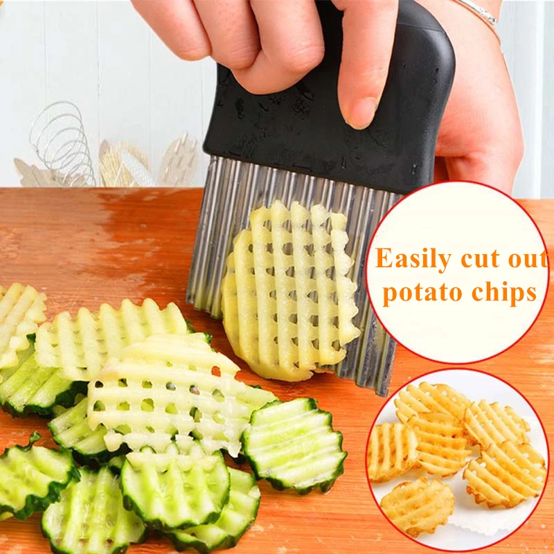 French Fries Cutter Stainless Steel Potato Chips Making Peeler Cut Vegetable Kitchen Accessories Tool Knife Potato Wavy Cutter
French Fries Cutter Stainless Steel Potato Chips Making Peeler Cut Vegetable Kitchen Accessories Tool Knife Potato Wavy Cutter