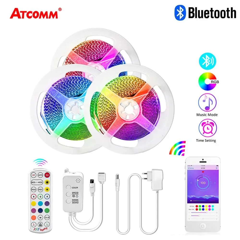 Умная Светодиодная лента с Bluetooth 5050 RGB 5 м 10 15 Диодная лампа разноцветная подсветка