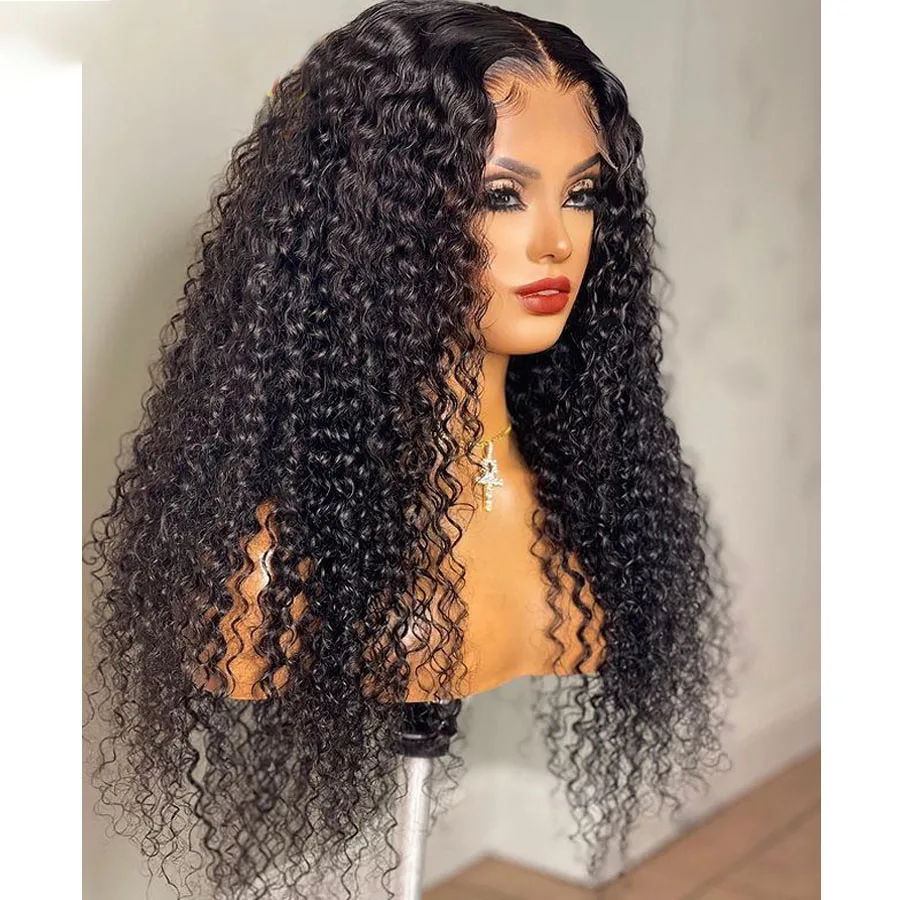 Middle Part 180% Density Preplucked Natual Black Long Deep Wave Lace Front Synthetic Wig for Women With Baby Hair Kinky Curly
Middle Part 180% Density Preplucked Natual Black Long Deep Wave Lace Front Synthetic Wig for Women With Baby Hair Kinky Curly
