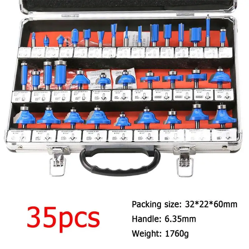 35pcs/set 1/4Inch Handle Wood Router Bit Mill Engraving Trim Woodworking Milling Cutter Trimmer Adapter Car Auto Repair Tool Set
35pcs/set 1/4Inch Handle Wood Router Bit Mill Engraving Trim Woodworking Milling Cutter Trimmer Adapter Car Auto Repair Tool Set