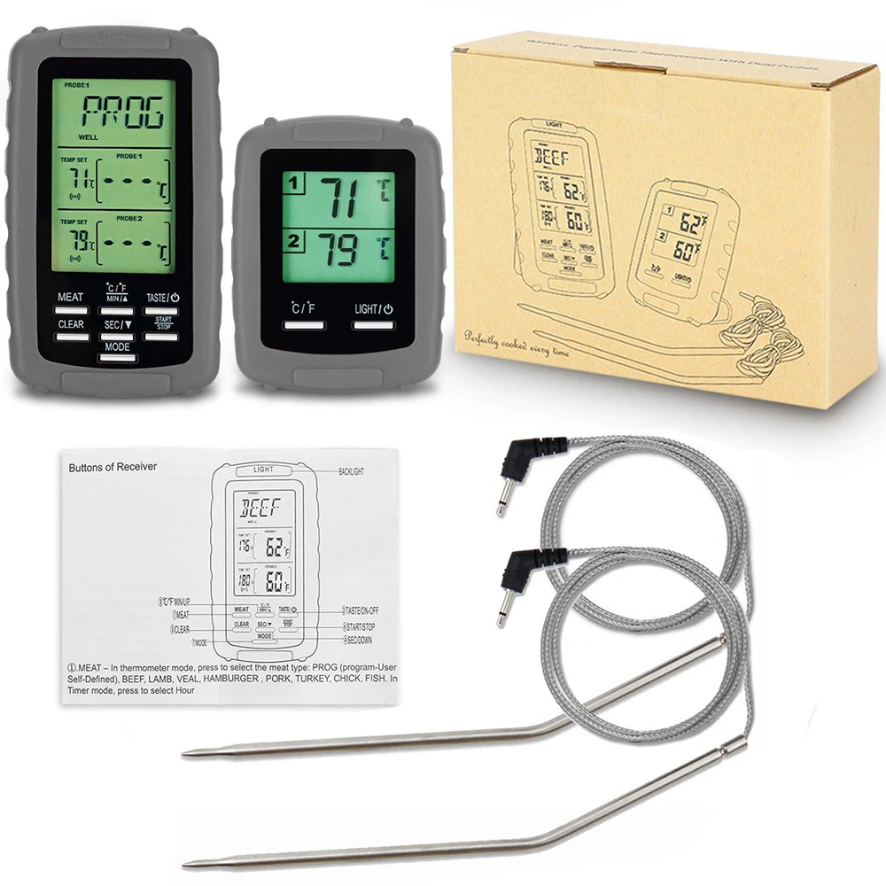New Wireless Meat Thermometer Food Barbecue Tools BBQ Grill Oven Thermometer Digital Thermometer with Dual Probe
New Wireless Meat Thermometer Food Barbecue Tools BBQ Grill Oven Thermometer Digital Thermometer with Dual Probe