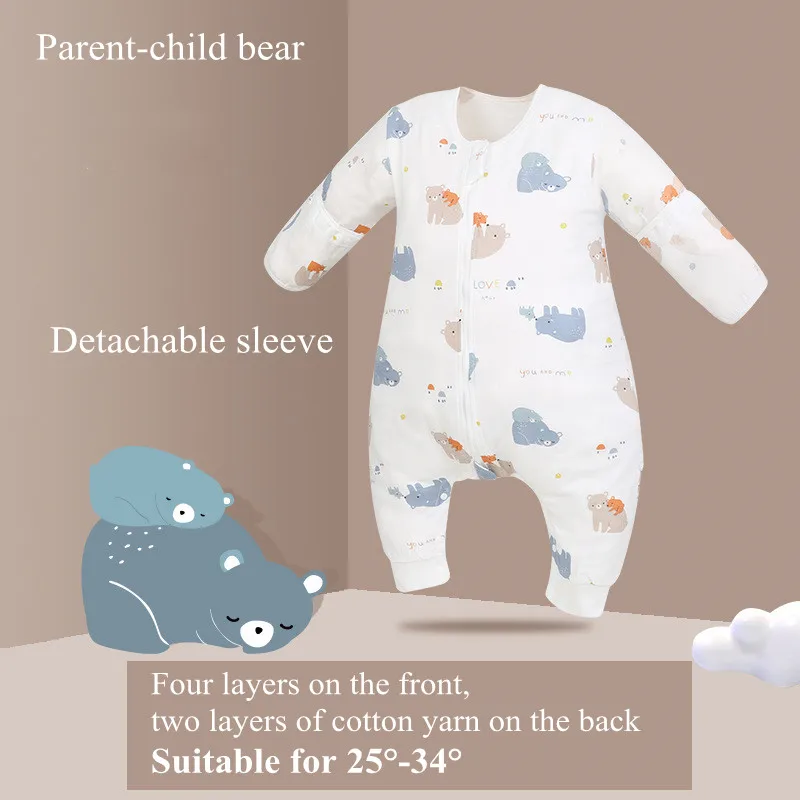 Cartoon Print Baby Split-Leg Sleeping Bag Cotton Gauze Children 's Kick-Proof Detachable Long Sleeve Rompers Fit 0~5 Year Baby
Cartoon Print Baby Split-Leg Sleeping Bag Cotton Gauze Children 's Kick-Proof Detachable Long Sleeve Rompers Fit 0~5 Year Baby