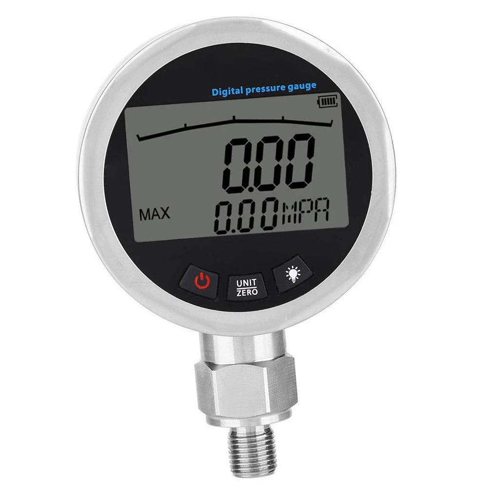 Digital Pressure Gauge Gas Manometer With G1/4 Male Connector Connector LCD 0-40Mpa Mini Portable Stainless Steel Pressure Gauge
Digital Pressure Gauge Gas Manometer With G1/4 Male Connector Connector LCD 0-40Mpa Mini Portable Stainless Steel Pressure Gauge