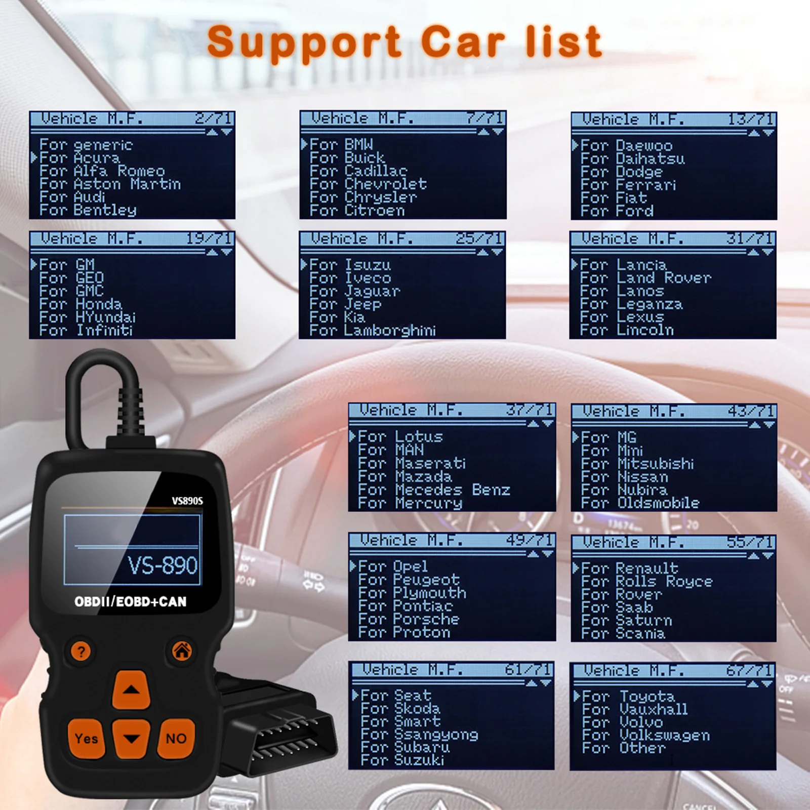 New OBD2 Diagnostic tool Car Code Reader 2.4" VS890S Automobile Scanner Multi-language Supported Car Automobile Car Scanner
New OBD2 Diagnostic tool Car Code Reader 2.4" VS890S Automobile Scanner Multi-language Supported Car Automobile Car Scanner