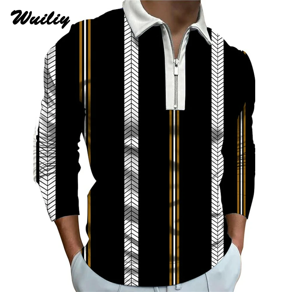 Black Stripe Golf Shirt For Men's Casual Lines Print Polo T Shirt Texture Graphic Tees Fashion Long Sleeve T-Shirt
Black Stripe Golf Shirt For Men's Casual Lines Print Polo T Shirt Texture Graphic Tees Fashion Long Sleeve T-Shirt