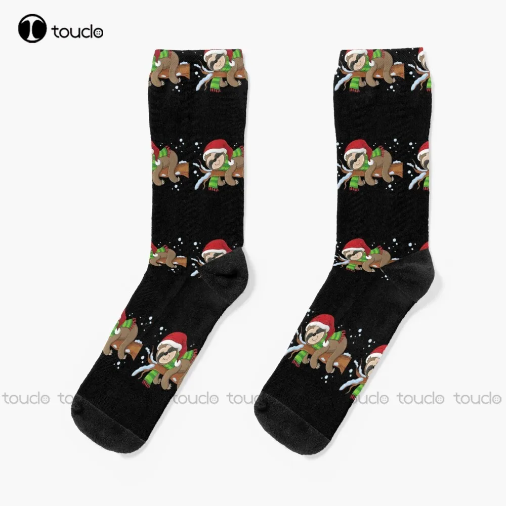 

Christmas Sloth Socks Hiking Socks Women Personalized Custom Unisex Adult Teen Youth Socks 360° Digital Print Christmas Gift