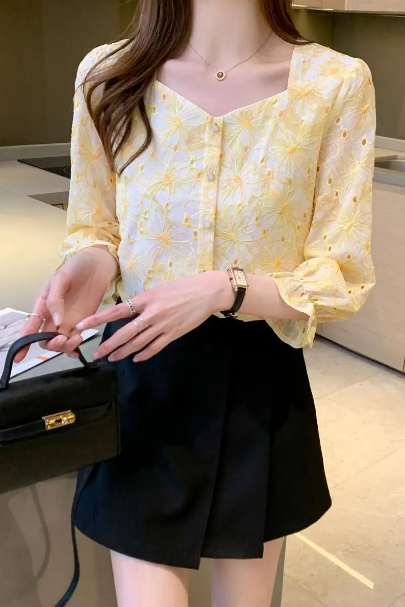 COIGARSAM Fashion blouse women New Summer Three Quarter Sleeve Chiffon blusas womens tops and blouses 8252
COIGARSAM Fashion blouse women New Summer Three Quarter Sleeve Chiffon blusas womens tops and blouses 8252