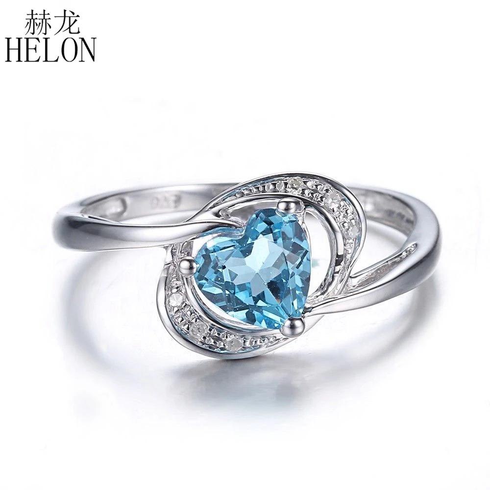 HELON Sterling Silver 925 Flawless Heart Cut 6x6mm Blue Topaz Diamond Engagement Wedding Women Trendy Fine Jewelry Diamonds Ring
HELON Sterling Silver 925 Flawless Heart Cut 6x6mm Blue Topaz Diamond Engagement Wedding Women Trendy Fine Jewelry Diamonds Ring