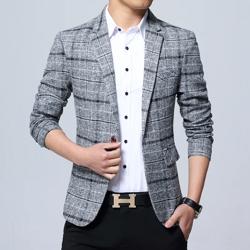2021 new spring and autumn men's suit jacket casual large size plaid single-breasted gray long-sleeved shirt
2021 new spring and autumn men's suit jacket casual large size plaid single-breasted gray long-sleeved shirt
