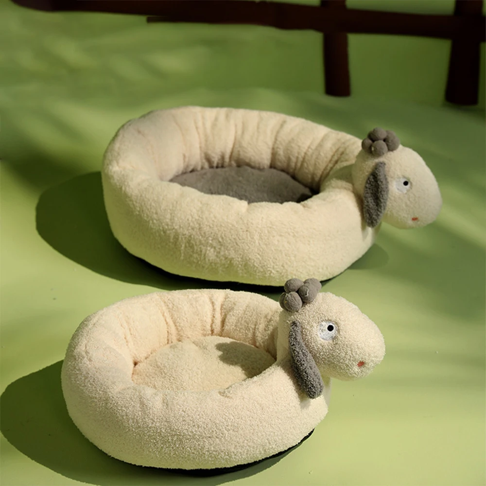 Pet Dog Bed Soft Plush Sofa Mat Cat House Lovely Cartoon Sheep Design Winter Warm Kennel Removable And Washable Dog Supplies 
Pet Dog Bed Soft Plush Sofa Mat Cat House Lovely Cartoon Sheep Design Winter Warm Kennel Removable And Washable Dog Supplies