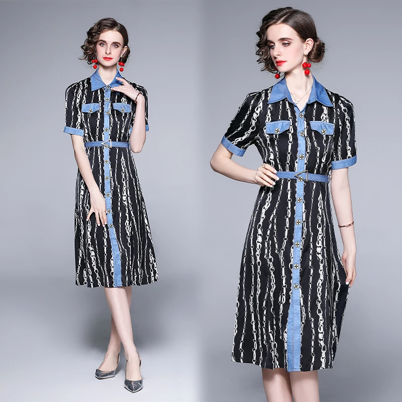 Make new summer dresses vintage printed single-breasted shirt skirt long dress
Make new summer dresses vintage printed single-breasted shirt skirt long dress