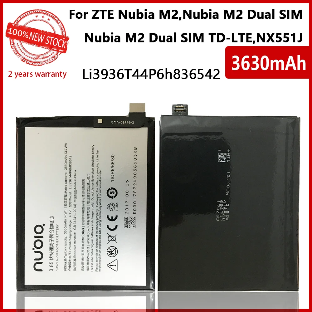 New 100% Real 3630mAh Li3936T44P6h836542 Battery For ZTE/Nubia Nubia M2, Nubia M2 Dual SIM, Nubia M2 Dual SIM TD-LTE, NX551J
New 100% Real 3630mAh Li3936T44P6h836542 Battery For ZTE/Nubia Nubia M2, Nubia M2 Dual SIM, Nubia M2 Dual SIM TD-LTE, NX551J