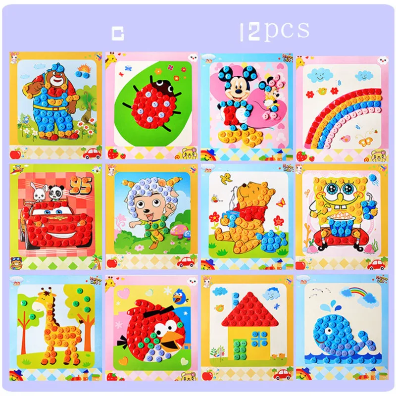 12pcs DIY Button Stickers Drawing Children Toys Funny Game Kids Handmade School Art Class Painting Craft Kit Early Educational
12pcs DIY Button Stickers Drawing Children Toys Funny Game Kids Handmade School Art Class Painting Craft Kit Early Educational