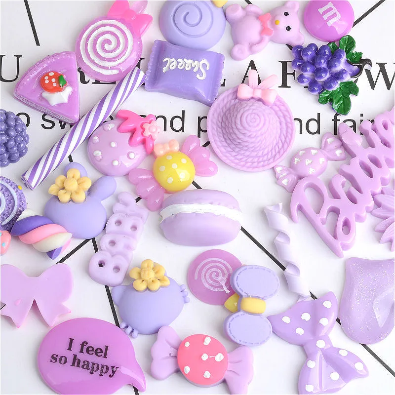 

30PCS Cute Mixed Planar Resin Flatback DIY Craft Supplies Cabochon Embellishment Hair Accessories Phone Shell Patch Materials