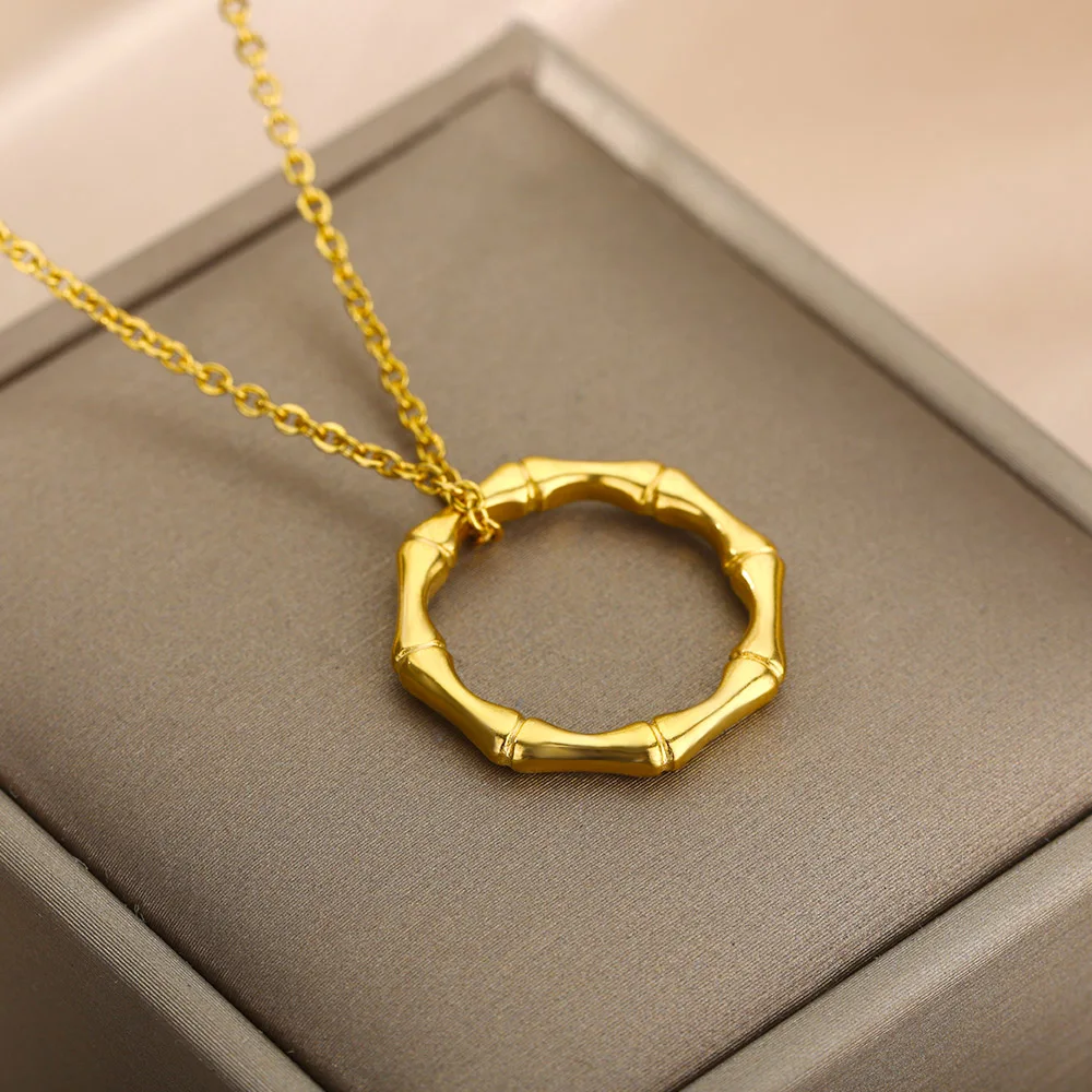 Gold Metal Bamboo Circle Pendant Necklaces for Women Pendant Necklace Fashion Link Chain Jewelry Gifts For Girls Bijoux Femme
Gold Metal Bamboo Circle Pendant Necklaces for Women Pendant Necklace Fashion Link Chain Jewelry Gifts For Girls Bijoux Femme