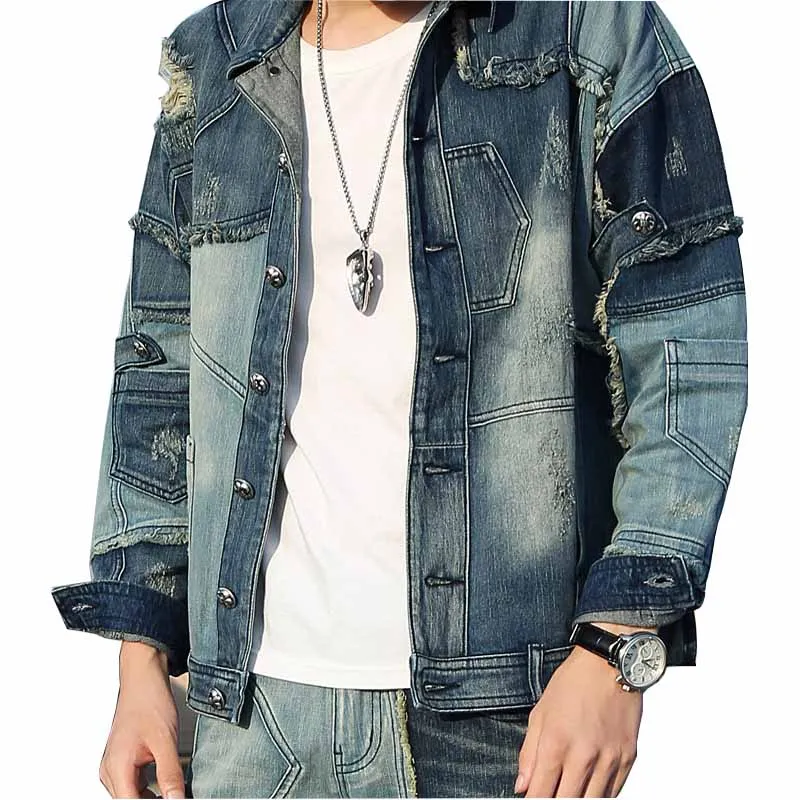 Spring Autumn Men High Street Ripped Denim Jackets Patchwork Streetwear Washed Outwear Tops For Male Brand Designer
Spring Autumn Men High Street Ripped Denim Jackets Patchwork Streetwear Washed Outwear Tops For Male Brand Designer