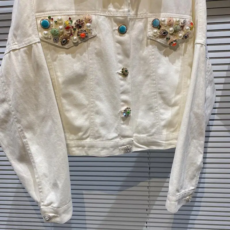 Colorful Gem Inlaid Hand-Stitched Denim Jacket 2021 Spring New Heavy White Jean Jacket Long Sleeve Loose-Fitting Denim Clothes
Colorful Gem Inlaid Hand-Stitched Denim Jacket 2021 Spring New Heavy White Jean Jacket Long Sleeve Loose-Fitting Denim Clothes