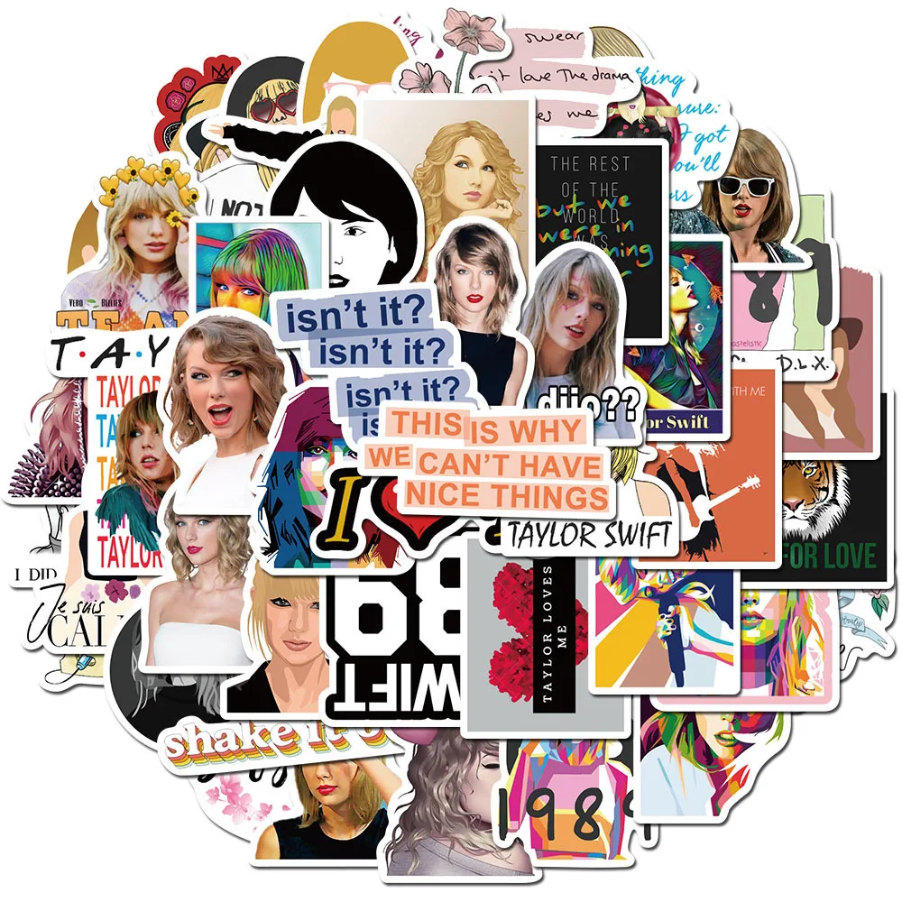 10Set 50Pcs/set Taylor Alison Swift Stickers For Trolley Case Laptop Phone Guitar Water Cup Helmet DIY Waterproof Sticker Decals
10Set 50Pcs/set Taylor Alison Swift Stickers For Trolley Case Laptop Phone Guitar Water Cup Helmet DIY Waterproof Sticker Decals
