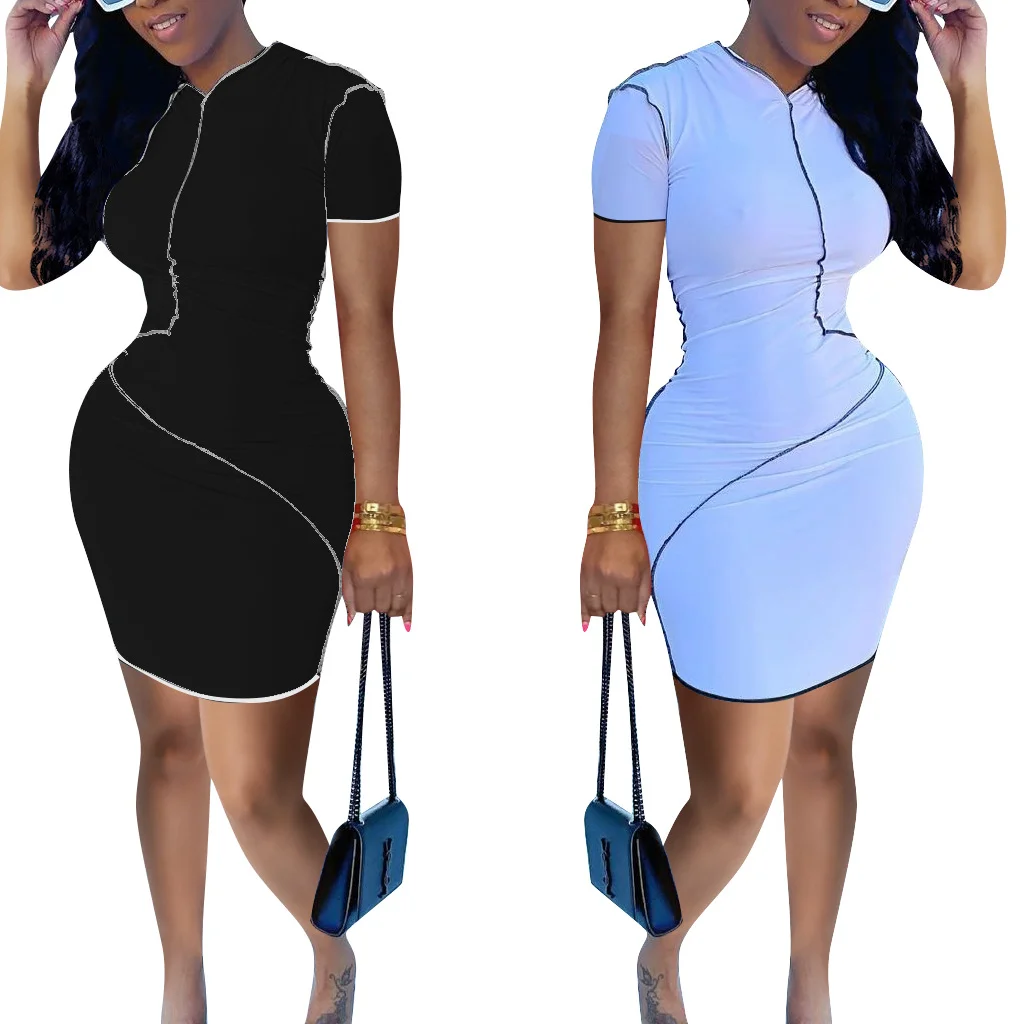Summer Short Sleeve solid mini Dress Women Lady High Street Slim Bodycon above Knee Dresses Party Club Vestidos Fashion 2021
Summer Short Sleeve solid mini Dress Women Lady High Street Slim Bodycon above Knee Dresses Party Club Vestidos Fashion 2021