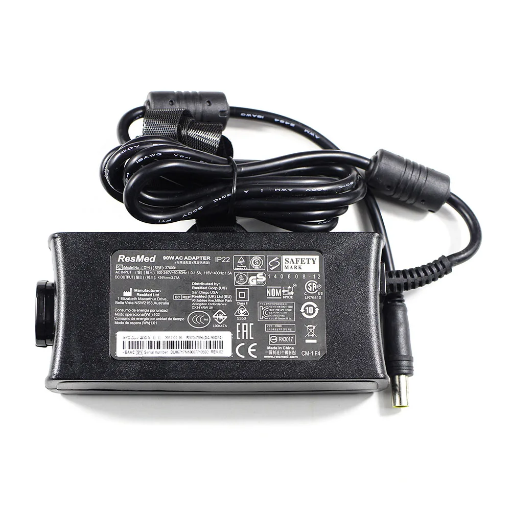 Оригинальный адаптер питания переменного тока 370001 для ResMed S10 храповая машина вентилятор зарядное устройство 90 Вт 24 В 3,75 А источник питания
Оригинальный адаптер питания переменного тока 370001 для ResMed S10 храповая машина вентилятор зарядное устройство 90 Вт 24 В 3,75 А источник питания