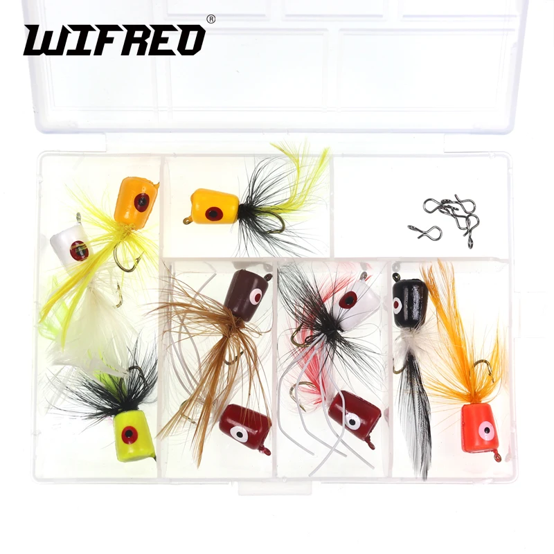 

Wifreo 10pcs #6 Fly Fishing Panfish Lure Kit Topwater Dry Fly Popper Flies Sunfishes Bass Trout Surface Water Fishing Bait