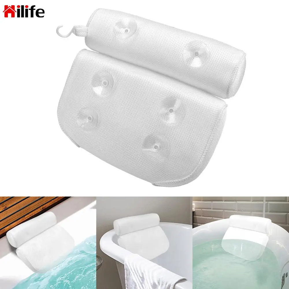 

Ванна подголовник подушка с присосками Ванная комната поставить подушка для ванны спа 3D сетки для согревающий массаж шеи и спины Поддержка ...