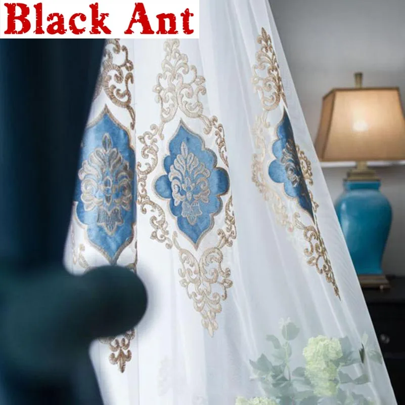 American Style Velvet Embroidered Tulle Curtains Match Nordic Luxury Vintage Blue Italian Flannel Window Drapes Cortinas X817F
American Style Velvet Embroidered Tulle Curtains Match Nordic Luxury Vintage Blue Italian Flannel Window Drapes Cortinas X817F