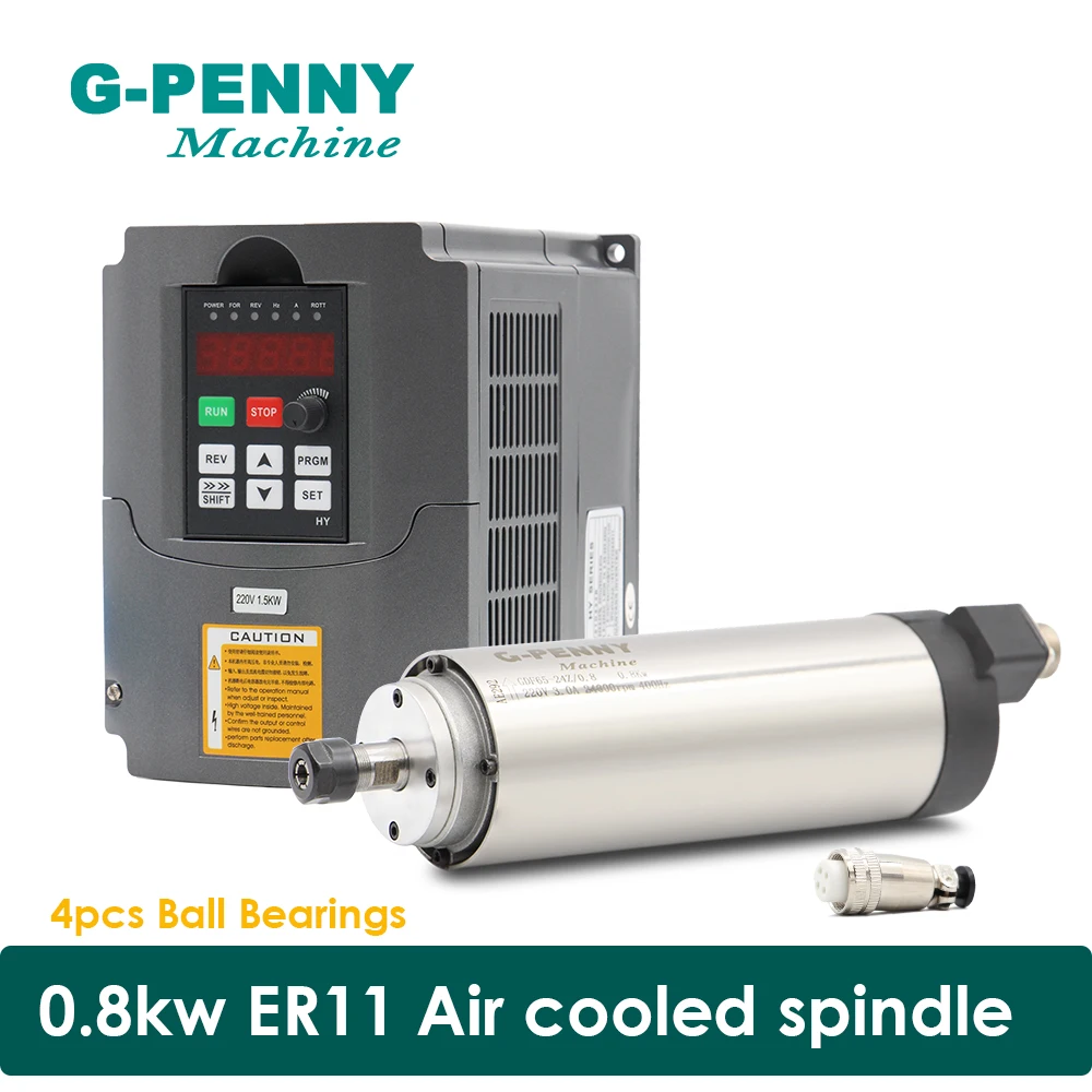 g-penny 800W ER11 CNC Air Cooled Spindle Motor 65mm DIY Air Cooling 4 Bearings CNC Motor Spindle & 1.5kw VFD inverter driver
g-penny 800W ER11 CNC Air Cooled Spindle Motor 65mm DIY Air Cooling 4 Bearings CNC Motor Spindle & 1.5kw VFD inverter driver