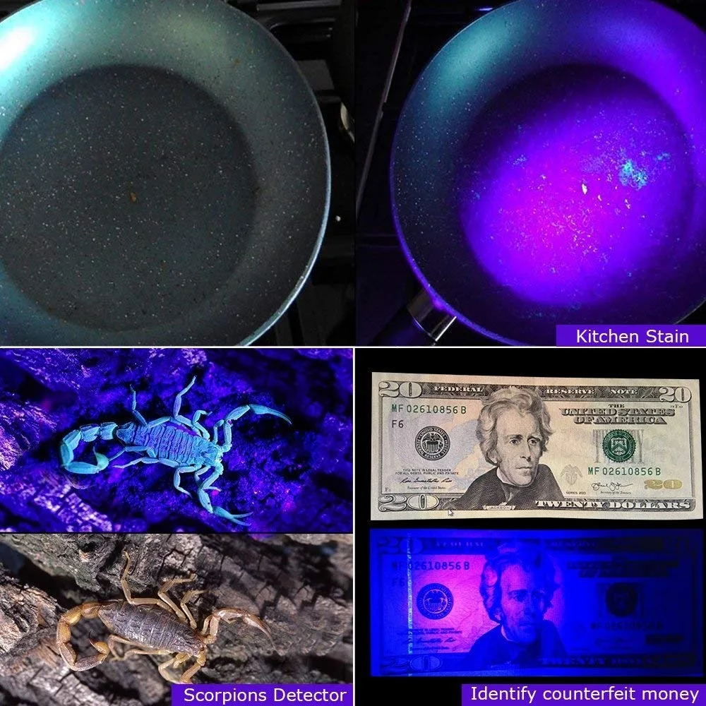 LED УФ фонарик светильник Ультрафиолетовый фонарь с 5 режимами и мини Портативный