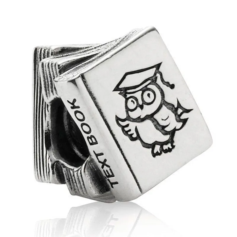 

Original 925 Sterling Silver Charm Vintage Owl Doctor Study Book Bead Fit Pandora Bracelet DIY Jewelry