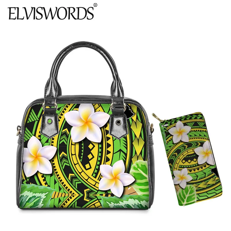 ELVISWORDS Polynesian Plumeria Tribal Pattern Women Luxury Handbag Tranditional Vintage 2PCS Tote Bag and Purse Lady Leather bag
ELVISWORDS Polynesian Plumeria Tribal Pattern Women Luxury Handbag Tranditional Vintage 2PCS Tote Bag and Purse Lady Leather bag