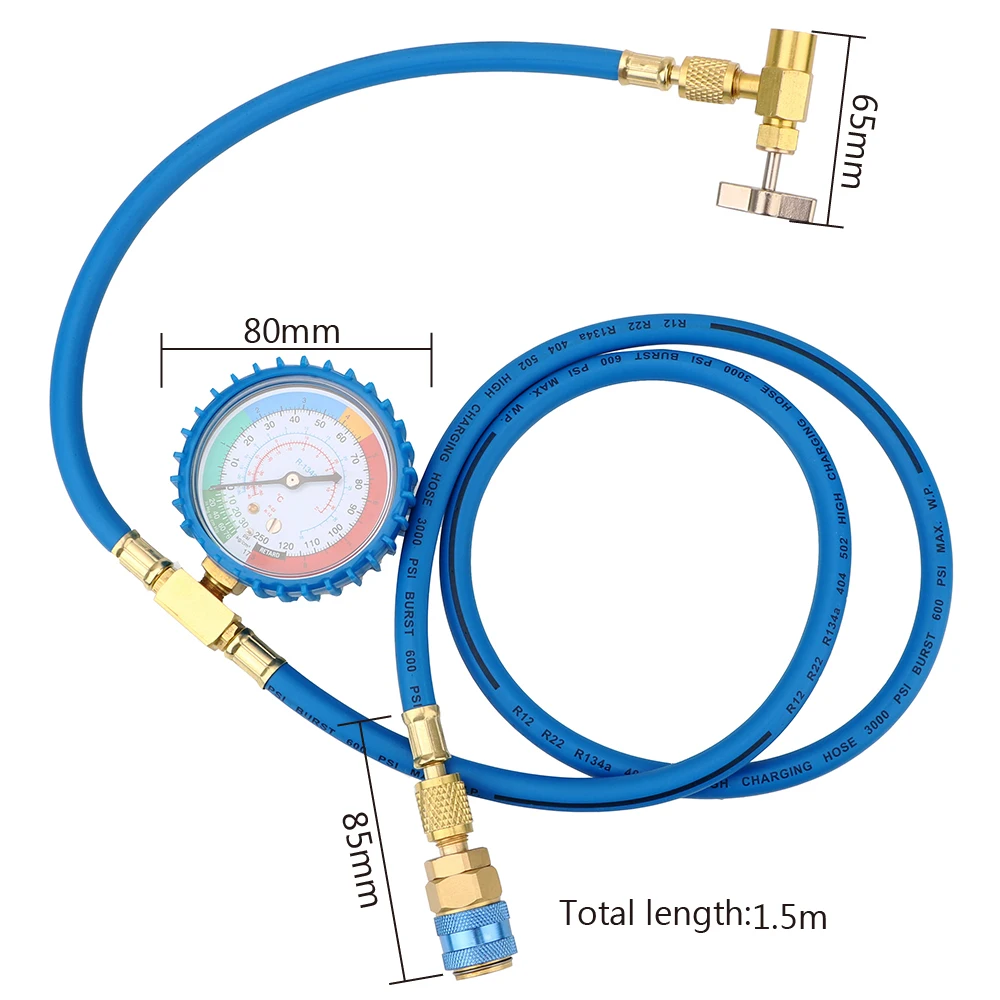 Car AC Air Conditioning Refrigerant Recharge Hose Pressure Gauge Measuring Kit R134A Copper Car Accessories Reparing Tools 
Car AC Air Conditioning Refrigerant Recharge Hose Pressure Gauge Measuring Kit R134A Copper Car Accessories Reparing Tools