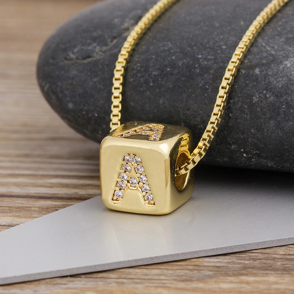 AIBEF Hot Sale A-Z 26 Alphabet Letter Necklace Long Chain Gold Plated Cube Charm Pendant Women Initial Family Name Jewelry Gift
AIBEF Hot Sale A-Z 26 Alphabet Letter Necklace Long Chain Gold Plated Cube Charm Pendant Women Initial Family Name Jewelry Gift