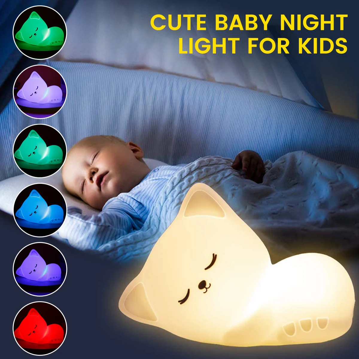 Cat Kitty Night Light Color Changing Baby Kids Night Lamp Decor With Touch Sensor/Remote Control USB Rechargeable Night Light
Cat Kitty Night Light Color Changing Baby Kids Night Lamp Decor With Touch Sensor/Remote Control USB Rechargeable Night Light