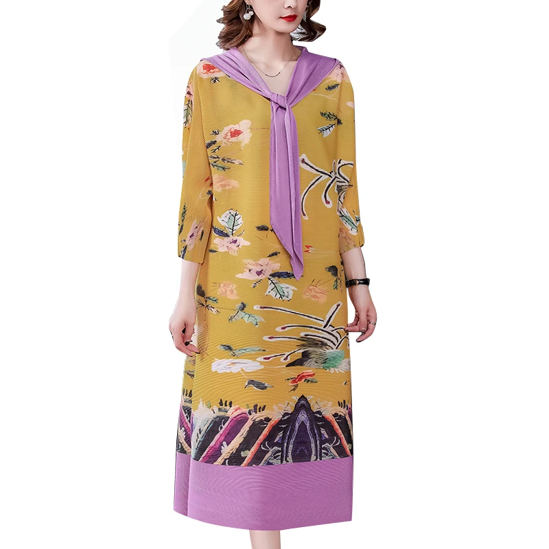 COIGARSAM French Style Loose Women dress Vintage Pleated Dresses Yellow Red 1012
COIGARSAM French Style Loose Women dress Vintage Pleated Dresses Yellow Red 1012