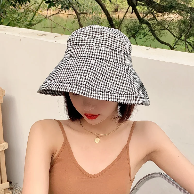 Cotton Bucket Hats houndstooth hat female summer big brim sunscreen Cotton Outdoor Bucket Hats Tide Brand Literary Retro Cap
Cotton Bucket Hats houndstooth hat female summer big brim sunscreen Cotton Outdoor Bucket Hats Tide Brand Literary Retro Cap