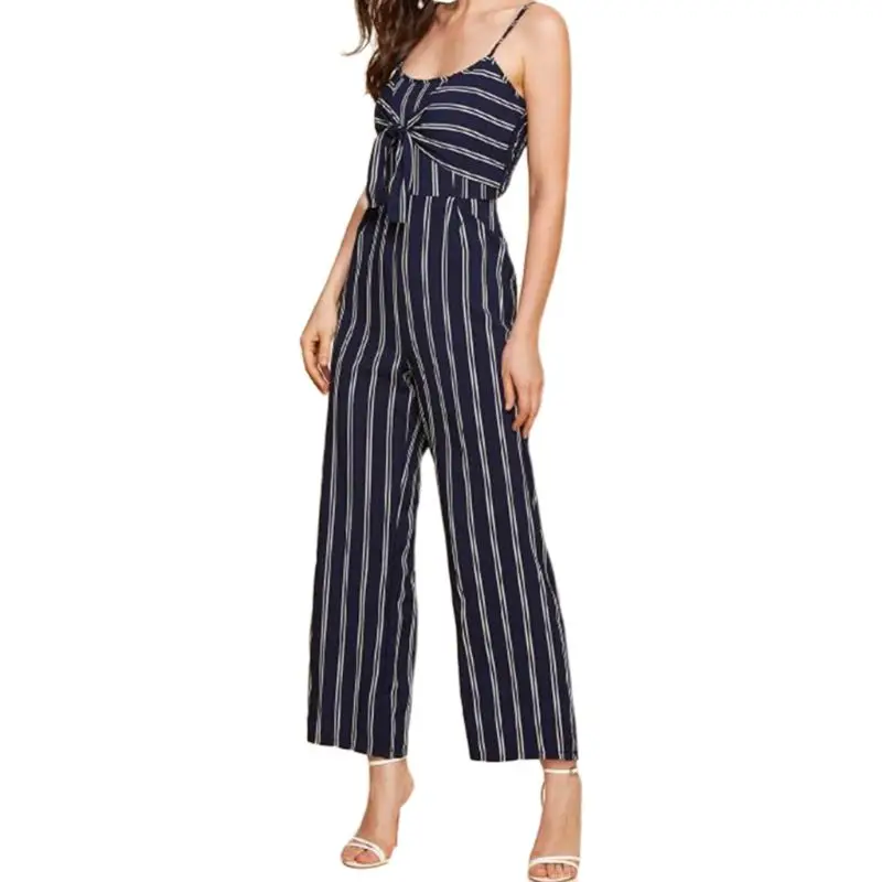 Women Summer Spaghetti Straps Sleeveless Jumpsuit Vintage Vertical Stripes Tie Knot Front Backless High Waist Long Pants Rompers
Women Summer Spaghetti Straps Sleeveless Jumpsuit Vintage Vertical Stripes Tie Knot Front Backless High Waist Long Pants Rompers