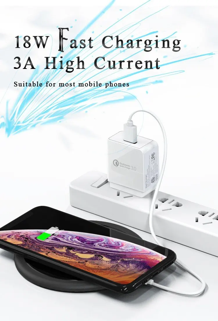 Phone Charge Adapter 18W USB Quick charge 3.0 5V 3A For Iphone 7/8 Plus/X/11/11PRO QC 3.0 Phone Charger For Xiaomi/Samsug/Huawei
Phone Charge Adapter 18W USB Quick charge 3.0 5V 3A For Iphone 7/8 Plus/X/11/11PRO QC 3.0 Phone Charger For Xiaomi/Samsug/Huawei