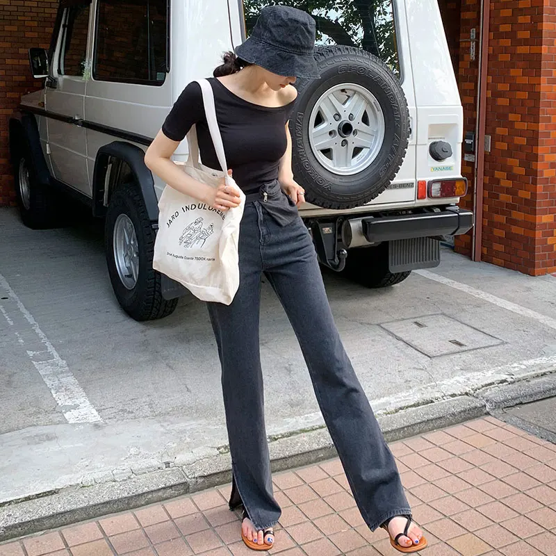 Limiguyue Spring High Waist Jeans Women Chic Straight Denim Jeans Split Loose Autumn Female Black Jeans Femme long pants K304
Limiguyue Spring High Waist Jeans Women Chic Straight Denim Jeans Split Loose Autumn Female Black Jeans Femme long pants K304