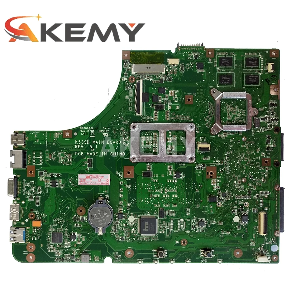 Akemy NEW K53SD REV5.1 материнская плата для ASUS A53S X53S Материнская ноутбука HM65 GT610M 2GB GPU USB