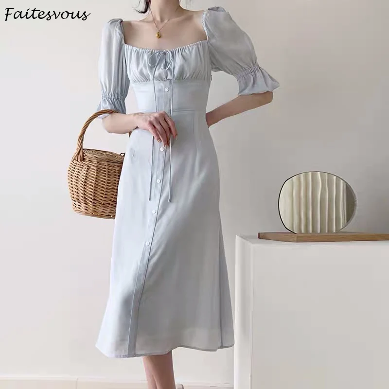 Blue Drawstring Lace Dress Women 2021 New French Fashion Shell Button Dresses
Blue Drawstring Lace Dress Women 2021 New French Fashion Shell Button Dresses