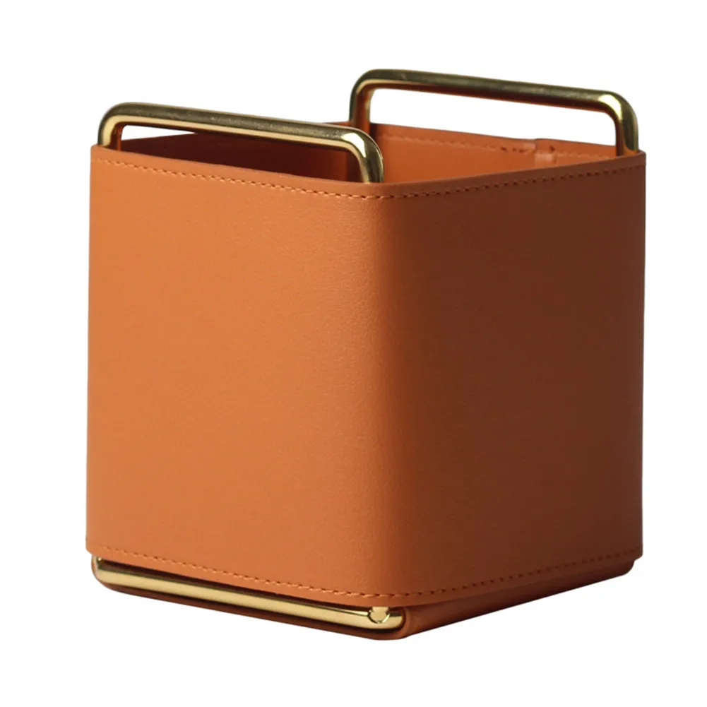 Storage BoxNordic Creative Leather Pen Holder Electroplating Iron Tabletop Cosmetic Brush Living Room Remote Control Storage Box
Storage BoxNordic Creative Leather Pen Holder Electroplating Iron Tabletop Cosmetic Brush Living Room Remote Control Storage Box