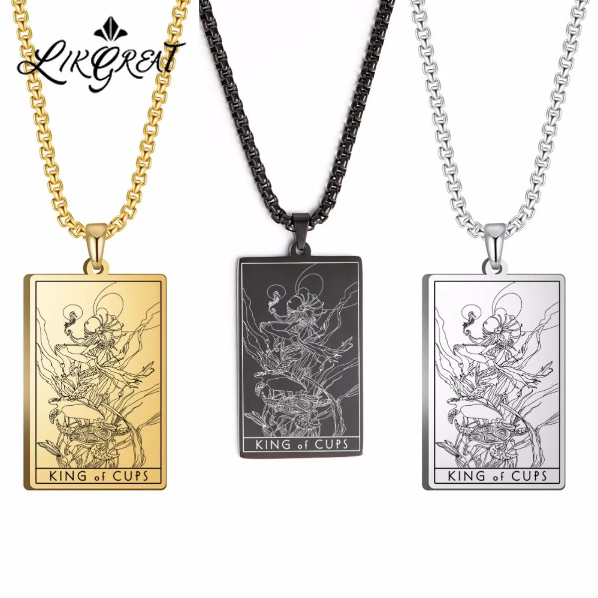 Vintage Tarot Card Stainless Steel Necklaces Jewelry Gift The king Cups Minor Arcana Chalices Neck Pendants Chain Witchcraft New
Vintage Tarot Card Stainless Steel Necklaces Jewelry Gift The king Cups Minor Arcana Chalices Neck Pendants Chain Witchcraft New