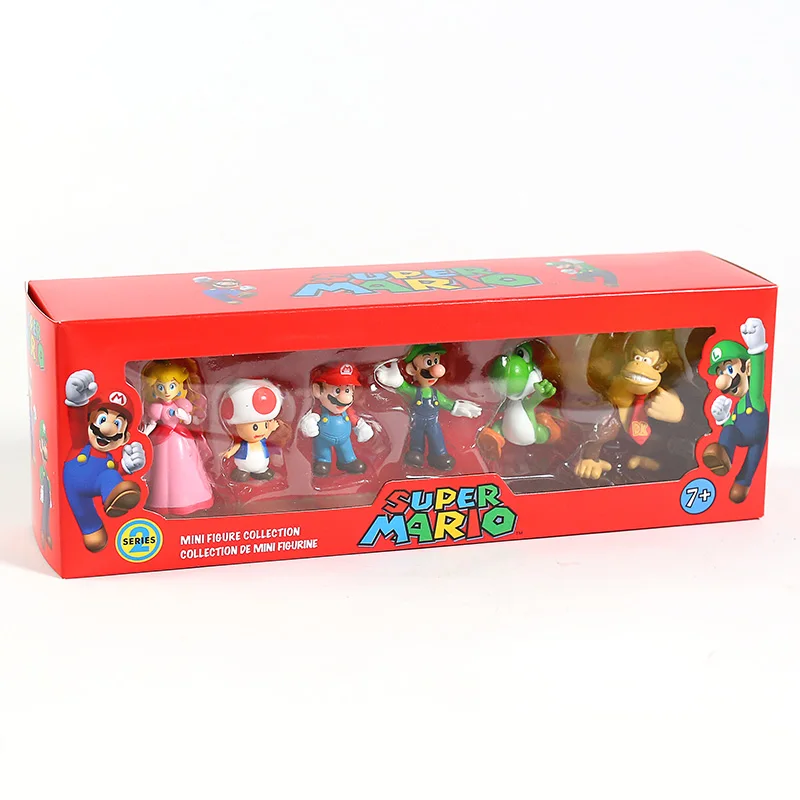 Super Mario Bros. Luigi Yoshi Koopa Donkey Kong Peach Daisy Shy Guy Toad Bill Goomba figurine toy 6 pieces/set | Игрушки и хобби