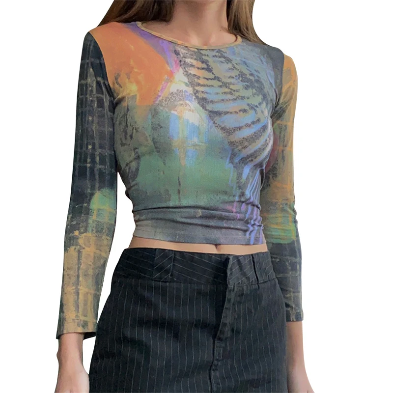 Hirigin 2021 Fashion Round Neck Abstract Print Slim Fitting T-Shirts Fitting Wild Shirt for Daily Women's Y2k Long Sleeve Tops
Hirigin 2021 Fashion Round Neck Abstract Print Slim Fitting T-Shirts Fitting Wild Shirt for Daily Women's Y2k Long Sleeve Tops