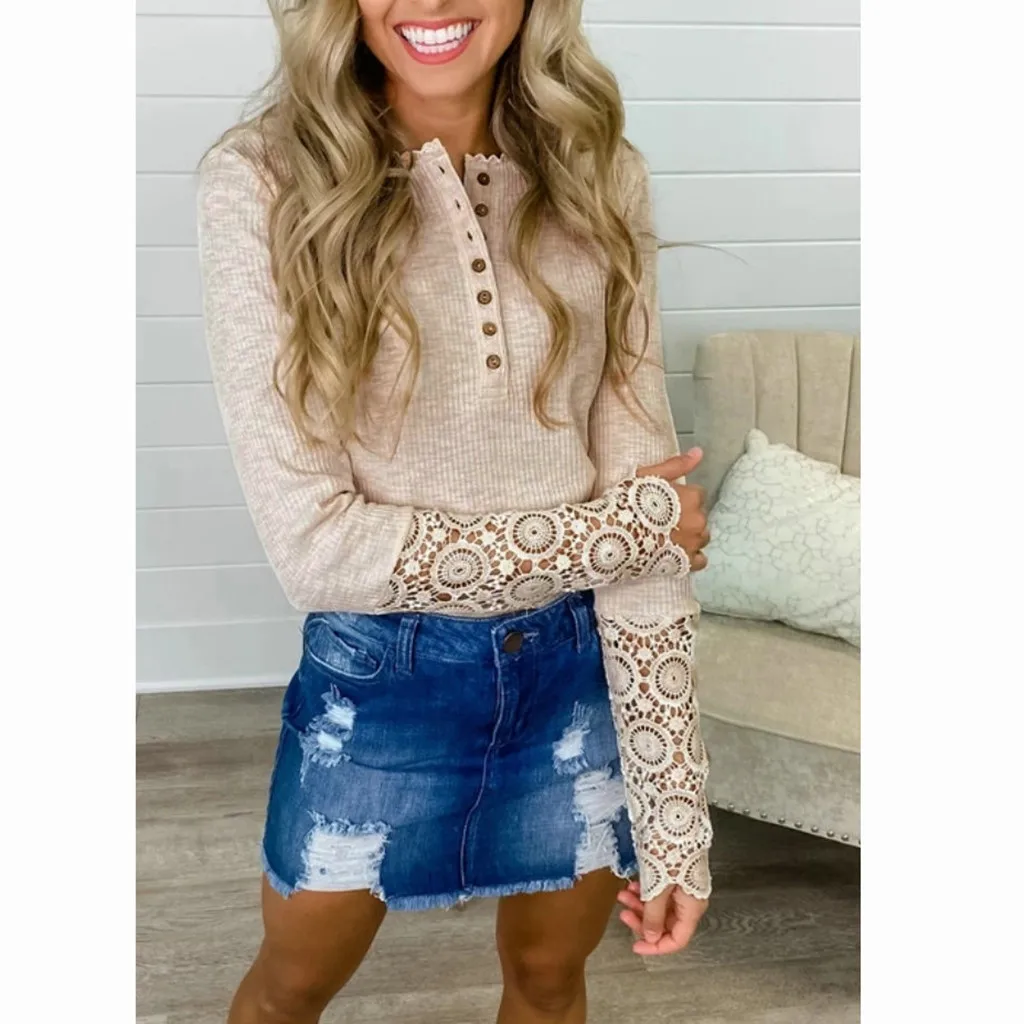 Vintage Blouse Women Sexy Solid Button Lace Design Long Sleeve Blouse Tops Blusas Mujer De Moda
Vintage Blouse Women Sexy Solid Button Lace Design Long Sleeve Blouse Tops Blusas Mujer De Moda
