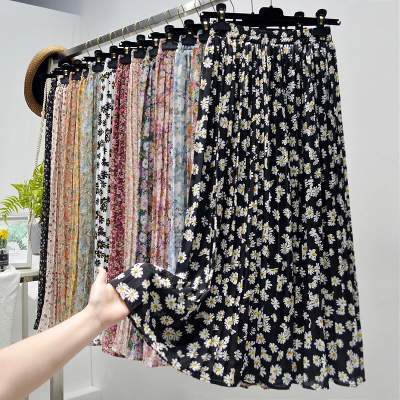 2021 New Summer Skirts Womens Vintage Floral Print Chiffon Pleated Skirt Elastic High Waist Casual Midi Skirt Women Clothes
2021 New Summer Skirts Womens Vintage Floral Print Chiffon Pleated Skirt Elastic High Waist Casual Midi Skirt Women Clothes