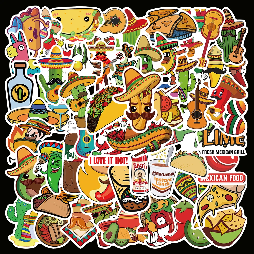 50pcs Cartoon Mexican style food Graffiti Sticker for Chidren Toy Luggage Notebook Laptop Car DIY decals Stickers Waterproof
50pcs Cartoon Mexican style food Graffiti Sticker for Chidren Toy Luggage Notebook Laptop Car DIY decals Stickers Waterproof