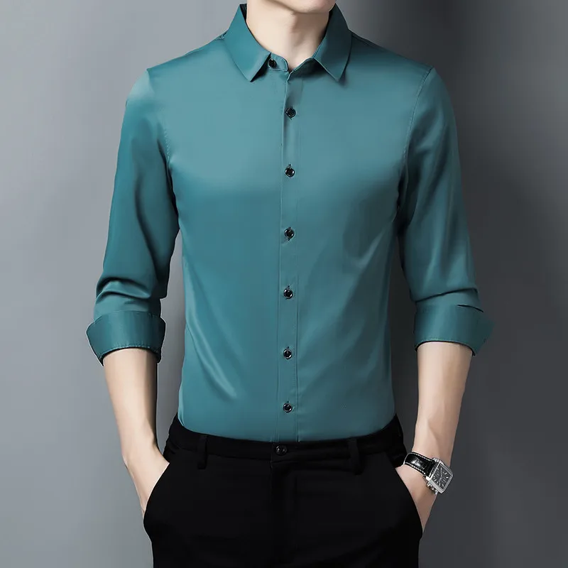 2021 New Men's Long Sleeve Solid Color Iron-Free White Shirt Fall Business Casual Silk Lapel Shirt B8502
2021 New Men's Long Sleeve Solid Color Iron-Free White Shirt Fall Business Casual Silk Lapel Shirt B8502