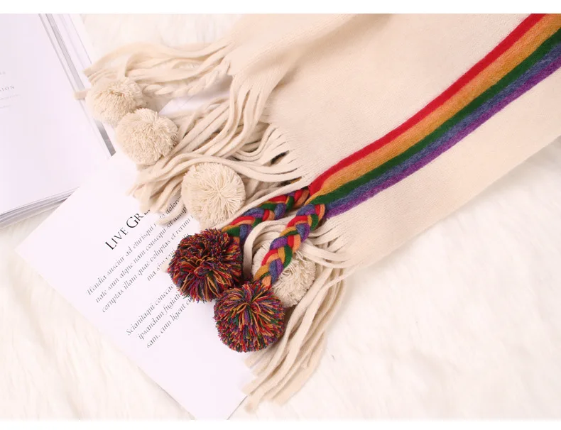 New arrival autumn winter rainbow scarf Korean version of cashmere long tassel ball scarf female ladies wild warm thick shawl
New arrival autumn winter rainbow scarf Korean version of cashmere long tassel ball scarf female ladies wild warm thick shawl